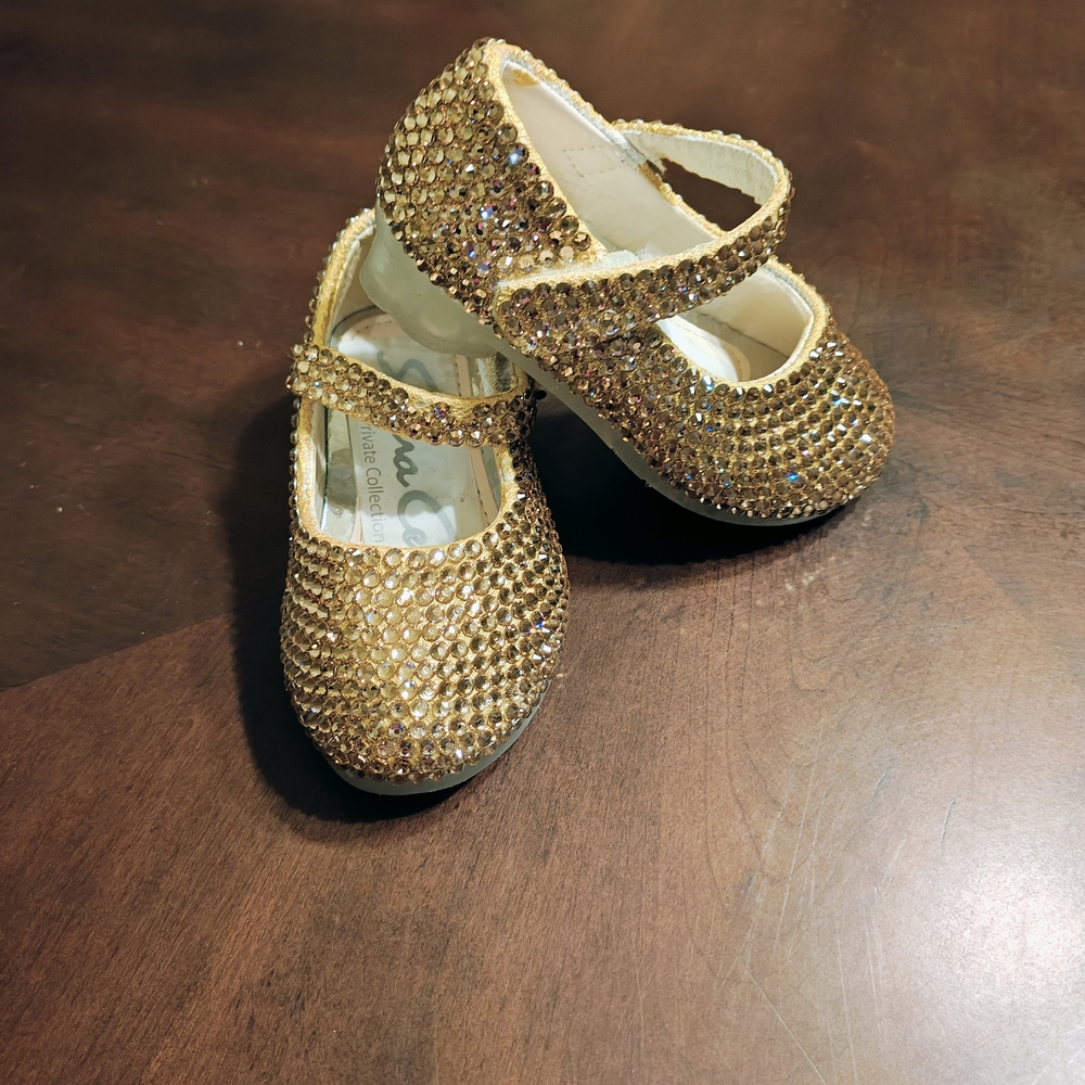 Sondra Celli Gold Glitter Kids Shoes